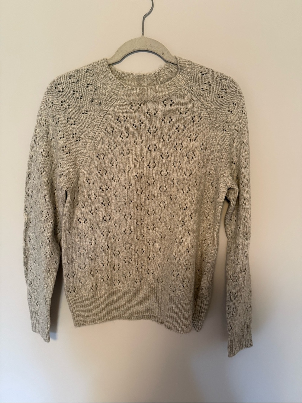 Lucky Brand Women's Pointelle Crewneck Sweater in Light Gray